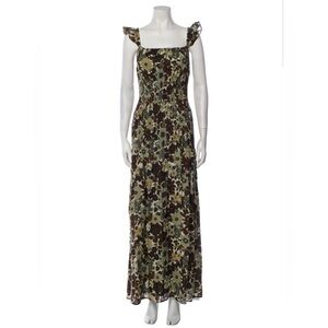 SIR the label Green and Brown Spaghetti Strap Maxi Gown